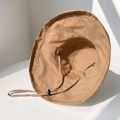 Hat Ladies Bucket Hat UV Cut Folding Compact Fashionable Cute Bow Sunburn Prevention UV Protection Outing Sunshade Wide Brim Wired Chin Cord Deformation Spring Summer Autumn Winter All Season 2way Logo mark One point casual simple - Image 3