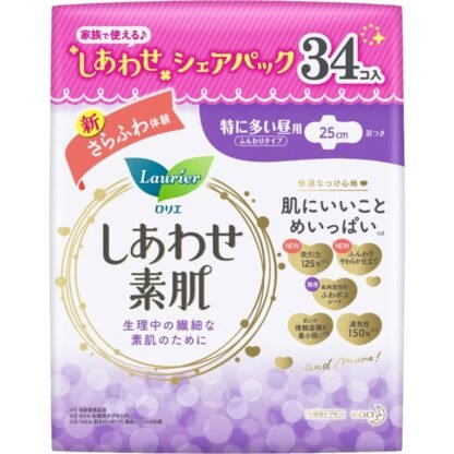 Kao Laurier Shiawase bare skin 25cm for especially heavy daytime with wings 34 pieces (quasi-drug)