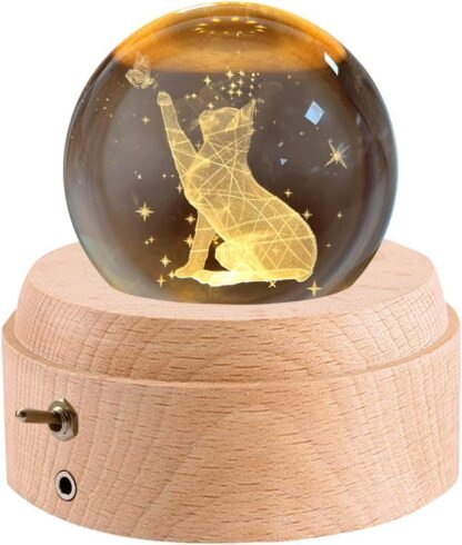 Mozalida Cute Cat Music Box Bedside Lamp